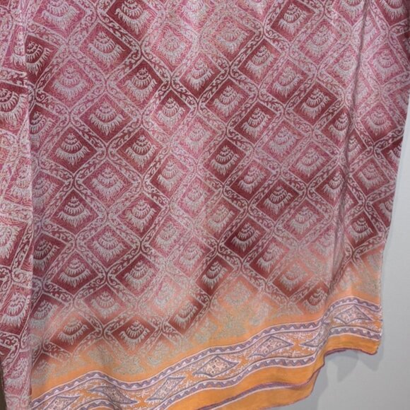 Indie Ella | 100% Silk Colourful Patterned Shift Dress | Small/Medium - Picture 6 of 8